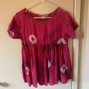 Draw string pink vintage shirt